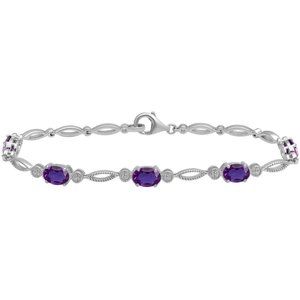 Sterling Silver + Amethyst (Oval-Shape) 7.5in